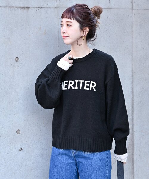 B.C STOCK(ベーセーストック)の「ロゴインターシャプルオーバー(ニット/セーター・レディース・グリーン/チャコールグレー/ブラック・FREE)」の8枚目の写真