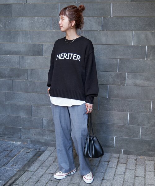 B.C STOCK(ベーセーストック)の「ロゴインターシャプルオーバー(ニット/セーター・レディース・グリーン/チャコールグレー/ブラック・FREE)」の11枚目の写真