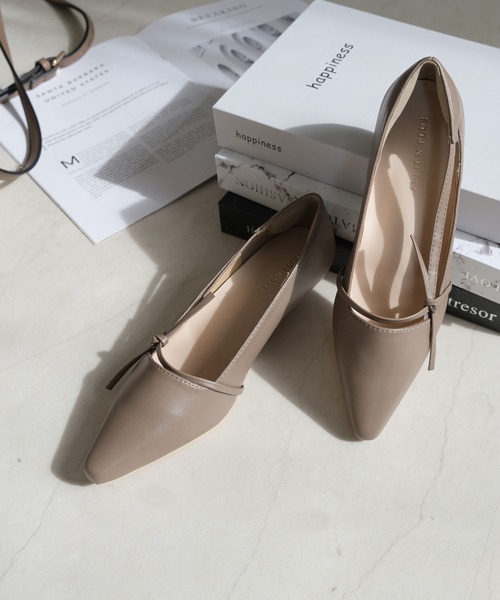 AmiAmi（アミアミ）の「サイドリボンローヒールパンプス/ポインテッドトゥ3センチヒール（パンプス・レディース・シルバー/ブラック/グレイッシュベージュ・L/LL/M/S）」の12枚目の写真