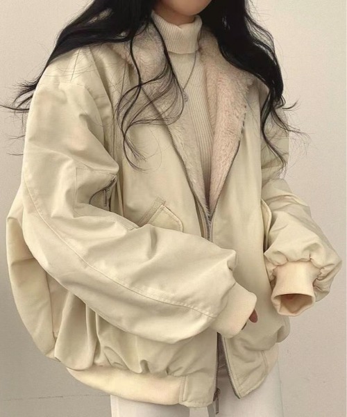 Burner（バーナー）の「【OKUOKU　0909】 ブルゾン リバーシブル oku-outer-696857244818-56 U（MA-1・レディース・ブラック/オフホワイト・M/L）」の4枚目の写真