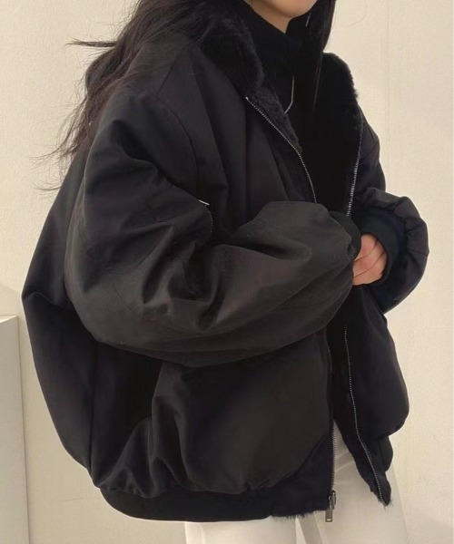 Burner（バーナー）の「【OKUOKU　0909】 ブルゾン リバーシブル oku-outer-696857244818-56 U（MA-1・レディース・ブラック/オフホワイト・M/L）」の5枚目の写真