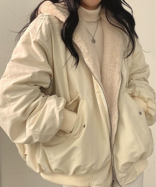 Burner（バーナー）の「【OKUOKU　0909】 ブルゾン リバーシブル oku-outer-696857244818-56 U（MA-1・レディース・ブラック/オフホワイト・M/L）」の9枚目の写真