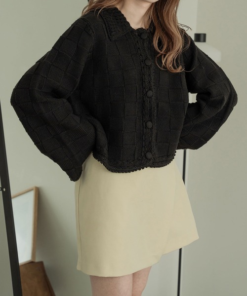 Ambre Neige(アンブルネージュ)の「ブロックニットジャケット/【WEB/EC限定商品】(その他アウター・レディース・ブラック/アイボリー/ベビーピンク・FREE)」の7枚目の写真