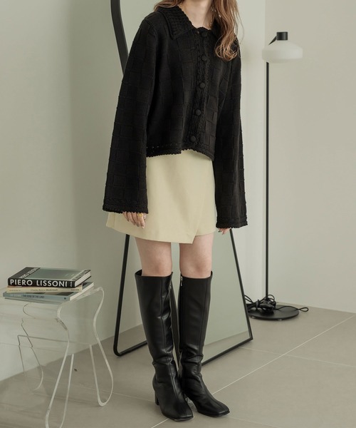 Ambre Neige(アンブルネージュ)の「ブロックニットジャケット/【WEB/EC限定商品】(その他アウター・レディース・ブラック/アイボリー/ベビーピンク・FREE)」の8枚目の写真