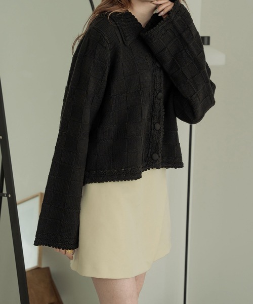 Ambre Neige(アンブルネージュ)の「ブロックニットジャケット/【WEB/EC限定商品】(その他アウター・レディース・ブラック/アイボリー/ベビーピンク・FREE)」の6枚目の写真