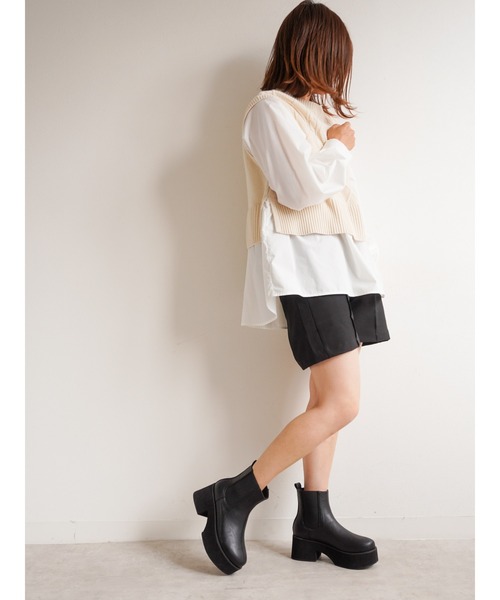 Fabby fabby（ファビィーファビィー）の「厚底サイドゴアブーツ（ブーツ・レディース・ブラック/ブラウン・MEDIUM/LARGE/SMALL）」の14枚目の写真