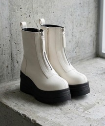 LOVEHUNTER/+8cm 軽量厚底 トリプルソール フロントジップショートブーツ(1620)