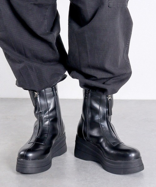 LOVEHUNTER(ラブハンター)の「LOVEHUNTER/+8cm 軽量厚底 トリプルソール フロントジップショートブーツ(1620)(ブーツ・レディース・ブラック/アイボリー・43/M/SS/42/44/41/LL/L/S/40)」の5枚目の写真