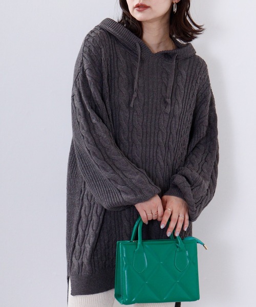 【セール】atONE ケーブル編みニットパーカー（パーカー）｜atONE（アットワン） 5,182円