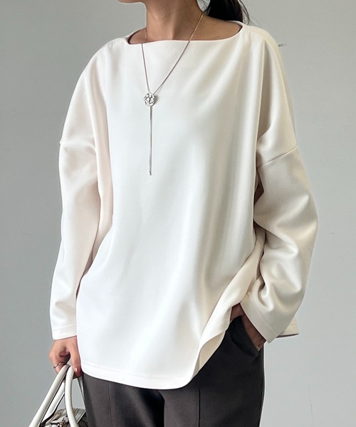 un dix cors(アンディコール)の「ルーズシルエットネックカットソー(Tシャツ/カットソー・レディース・レッド/ブラック/アイボリー・FREE)」の7枚目の写真