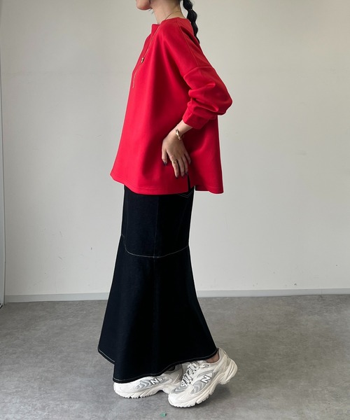 un dix cors(アンディコール)の「ルーズシルエットネックカットソー(Tシャツ/カットソー・レディース・レッド/ブラック/アイボリー・FREE)」の4枚目の写真