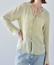 ◆CODE A ｜ front ribbon blouse