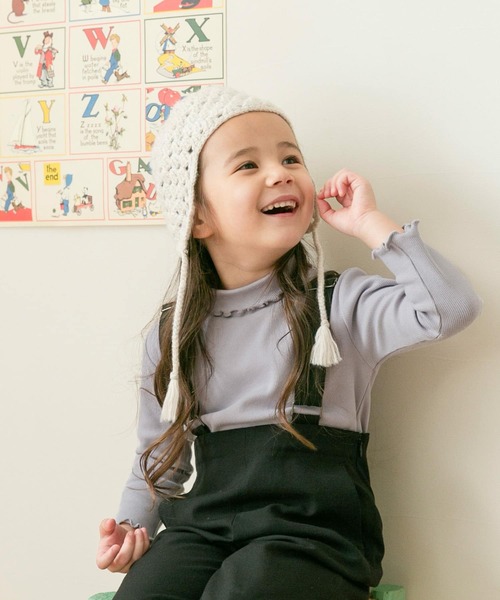 URBAN RESEARCH DOORS(アーバンリサーチドアーズ)の「耳付き柄編みニット帽(KIDS)(ニットキャップ/ビーニー・キッズ・オフホワイト/オレンジ系その他・ONE)」の3枚目の写真