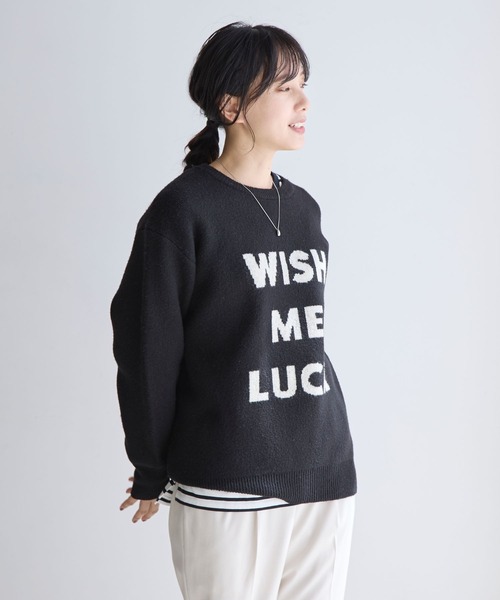 GLOBAL WORK（グローバルワーク）の「フワフワHugmeロゴプルオーバー/906726（ニット/セーター・レディース・グレー/ライトベージュ/イエロー系その他/ブラック・LARGE/MEDIUM）」の9枚目の写真