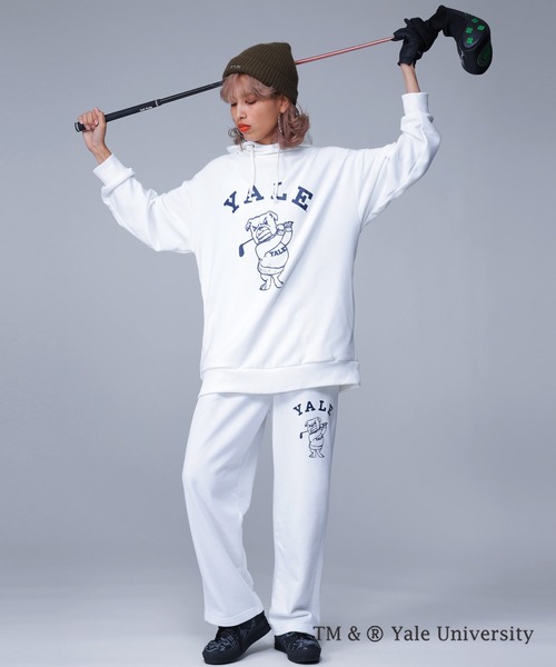 antiqua(アンティカ)の「YALE ロゴプリントパンツ(その他パンツ・レディース・ネイビー/ブラック/オフホワイト・M/S/L)」の4枚目の写真