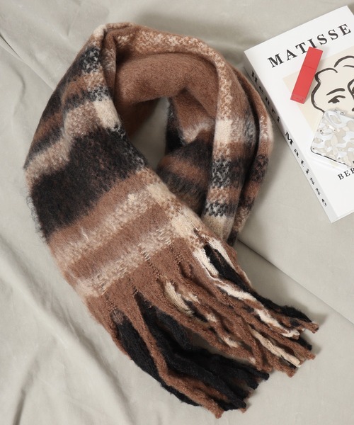 カシミヤタッチボリュームフリンジマフラー（マフラー）｜FUNALIVE