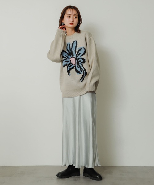 SENSE OF PLACE by URBAN RESEARCH(センスオブプレイスバイアーバンリサーチ)の「『ユニセックス』ポップアートフラワージャガードセーター(ニット/セーター・メンズ・ライトベージュ/グリーン/ブルー/ブラック・MEDIUM/LARGE)」の9枚目の写真