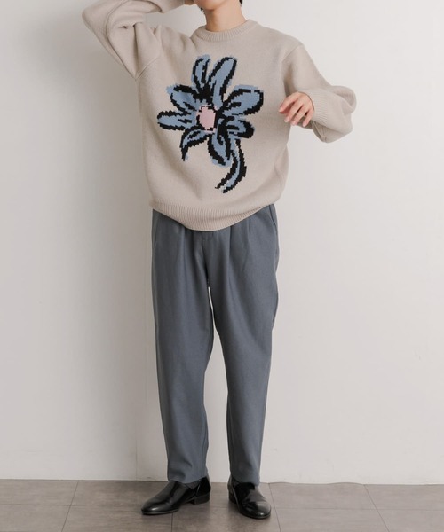 SENSE OF PLACE by URBAN RESEARCH(センスオブプレイスバイアーバンリサーチ)の「『ユニセックス』ポップアートフラワージャガードセーター(ニット/セーター・メンズ・ライトベージュ/グリーン/ブルー/ブラック・MEDIUM/LARGE)」の17枚目の写真