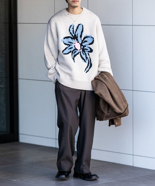 SENSE OF PLACE by URBAN RESEARCH(センスオブプレイスバイアーバンリサーチ)の「『ユニセックス』ポップアートフラワージャガードセーター(ニット/セーター・メンズ・ライトベージュ/グリーン/ブルー/ブラック・MEDIUM/LARGE)」の21枚目の写真