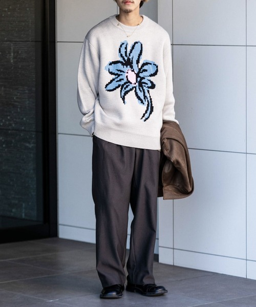 SENSE OF PLACE by URBAN RESEARCH(センスオブプレイスバイアーバンリサーチ)の「『ユニセックス』ポップアートフラワージャガードセーター(ニット/セーター・メンズ・ライトベージュ/グリーン/ブルー/ブラック・MEDIUM/LARGE)」の22枚目の写真