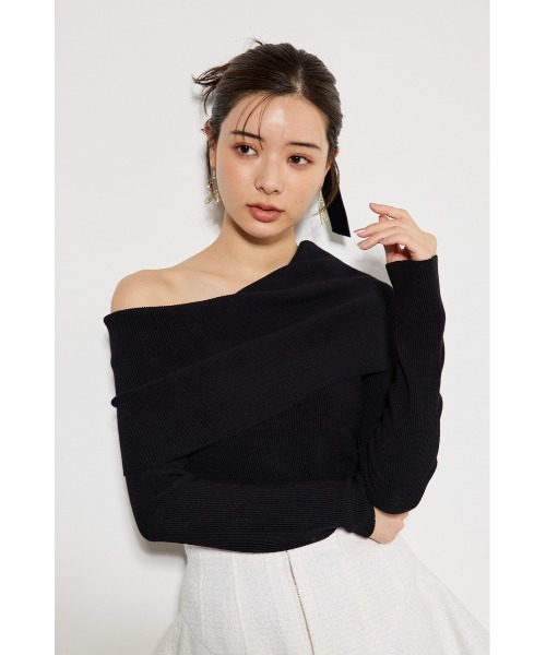 rienda（リエンダ）の「ニュアンスネックニットトップス（ニット/セーター・レディース・ライトピンク/ブラック/ライトブルー/マルチ・FREE）」の5枚目の写真