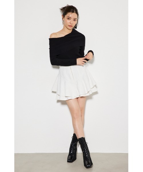 rienda（リエンダ）の「ニュアンスネックニットトップス（ニット/セーター・レディース・ライトピンク/ブラック/ライトブルー/マルチ・FREE）」の6枚目の写真