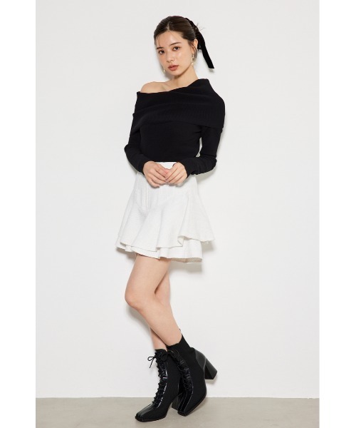 rienda（リエンダ）の「ニュアンスネックニットトップス（ニット/セーター・レディース・ライトピンク/ブラック/ライトブルー/マルチ・FREE）」の7枚目の写真