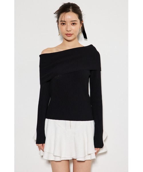 rienda（リエンダ）の「ニュアンスネックニットトップス（ニット/セーター・レディース・ライトピンク/ブラック/ライトブルー/マルチ・FREE）」の8枚目の写真