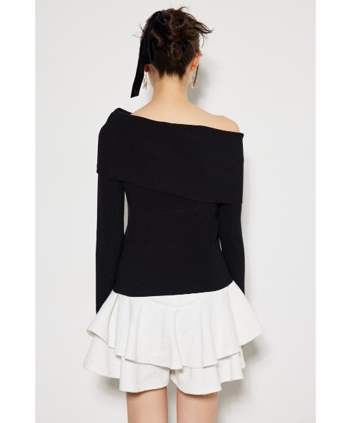 rienda（リエンダ）の「ニュアンスネックニットトップス（ニット/セーター・レディース・ライトピンク/ブラック/ライトブルー/マルチ・FREE）」の10枚目の写真