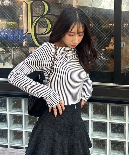 トップス rinta バイカラー襟ZIPNT|ems excite | RETRO GIRL ONLINE STORE