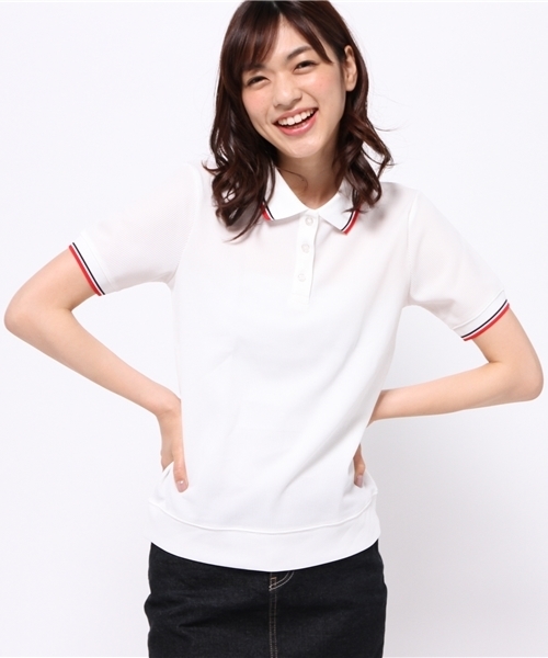 OUTLET（アウトレット）の「【Ciaopanic】衿ライン入リ鹿ノ子ポロシャツ（ポロシャツ・レディース・ネイビー/ホワイト・FREE）」の2枚目の写真