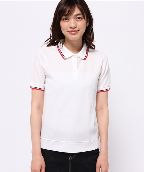 OUTLET（アウトレット）の「【Ciaopanic】衿ライン入リ鹿ノ子ポロシャツ（ポロシャツ・レディース・ネイビー/ホワイト・FREE）」の3枚目の写真