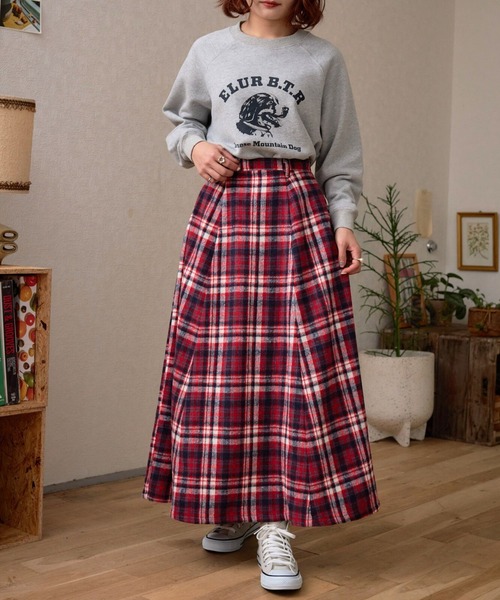 eLur（エラー）の「チェックフレアスカート（スカート・レディース・オレンジ/レッド・MEDIUM/SMALL）」の8枚目の写真