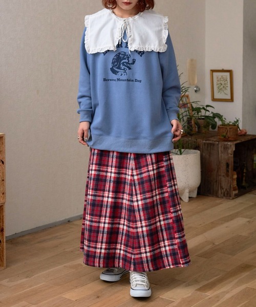 eLur（エラー）の「チェックフレアスカート（スカート・レディース・オレンジ/レッド・MEDIUM/SMALL）」の9枚目の写真