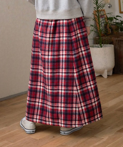 eLur（エラー）の「チェックフレアスカート（スカート・レディース・オレンジ/レッド・MEDIUM/SMALL）」の12枚目の写真