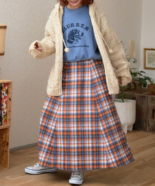 eLur（エラー）の「チェックフレアスカート（スカート・レディース・オレンジ/レッド・MEDIUM/SMALL）」の17枚目の写真
