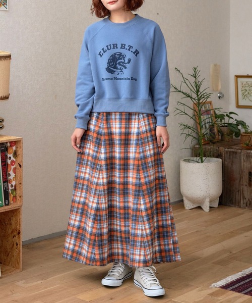 eLur（エラー）の「チェックフレアスカート（スカート・レディース・オレンジ/レッド・MEDIUM/SMALL）」の18枚目の写真