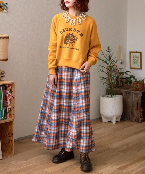 eLur（エラー）の「チェックフレアスカート（スカート・レディース・オレンジ/レッド・MEDIUM/SMALL）」の20枚目の写真