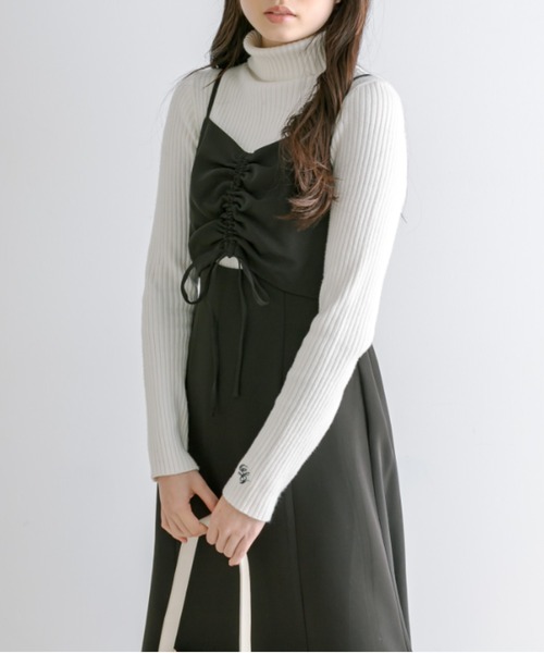 OLIVE des OLIVE(オリーブデオリーブ)の「胸くしゅマーメイドキャミワンピース 1041090050(ワンピース・レディース・チャコールグレー/ブラック/アイボリー/ピンク・FREE)」の11枚目の写真
