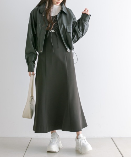 OLIVE des OLIVE(オリーブデオリーブ)の「胸くしゅマーメイドキャミワンピース 1041090050(ワンピース・レディース・チャコールグレー/ブラック/アイボリー/ピンク・FREE)」の10枚目の写真