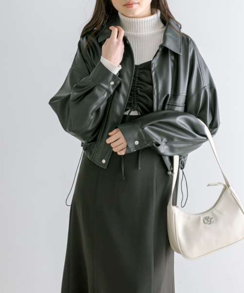 OLIVE des OLIVE(オリーブデオリーブ)の「胸くしゅマーメイドキャミワンピース 1041090050(ワンピース・レディース・チャコールグレー/ブラック/アイボリー/ピンク・FREE)」の5枚目の写真