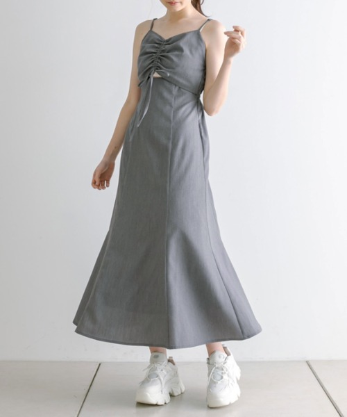 OLIVE des OLIVE(オリーブデオリーブ)の「胸くしゅマーメイドキャミワンピース 1041090050(ワンピース・レディース・チャコールグレー/ブラック/アイボリー/ピンク・FREE)」の18枚目の写真