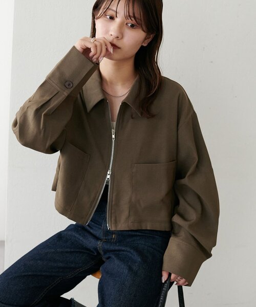 DISCOAT（ディスコート）の「【新色追加!/WEB限定】衿付きWジップショートシャツジャケット（その他アウター・レディース・アイボリー/ミント/チャコールグレー/モカ/ブラウン・FREE）」の4枚目の写真