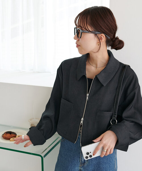 DISCOAT（ディスコート）の「【新色追加!/WEB限定】衿付きWジップショートシャツジャケット（その他アウター・レディース・アイボリー/ミント/チャコールグレー/モカ/ブラウン・FREE）」の16枚目の写真