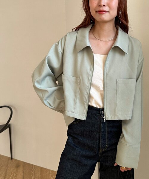 DISCOAT（ディスコート）の「【新色追加!/WEB限定】衿付きWジップショートシャツジャケット（その他アウター・レディース・アイボリー/ミント/チャコールグレー/モカ/ブラウン・FREE）」の6枚目の写真