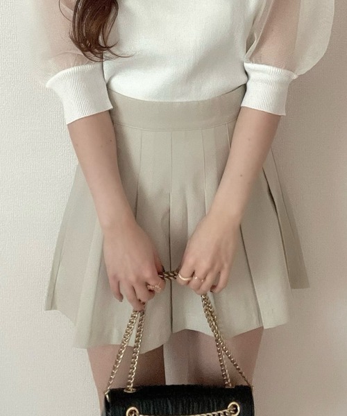 Ada.(エイダ)の「インパン 裏地付き プリーツ ミニスカート(スカート・レディース・グレー/アイボリー/ブラック・S/M/L)」の9枚目の写真