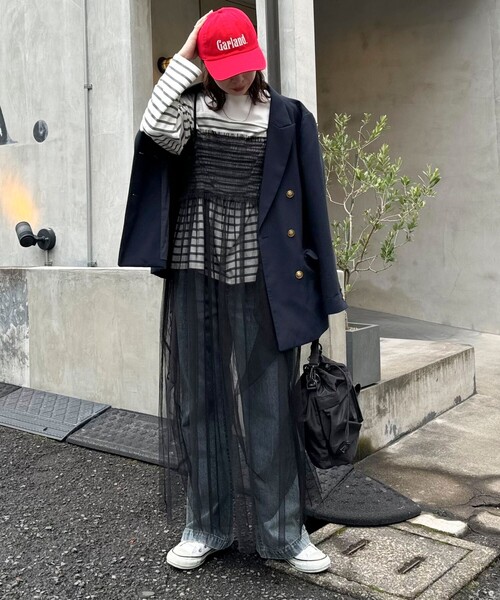 fredy emue(フレディエミュ)の「チュールレイヤードキャミワンピース(ワンピース・レディース・ブラック/アイボリー・38)」の2枚目の写真