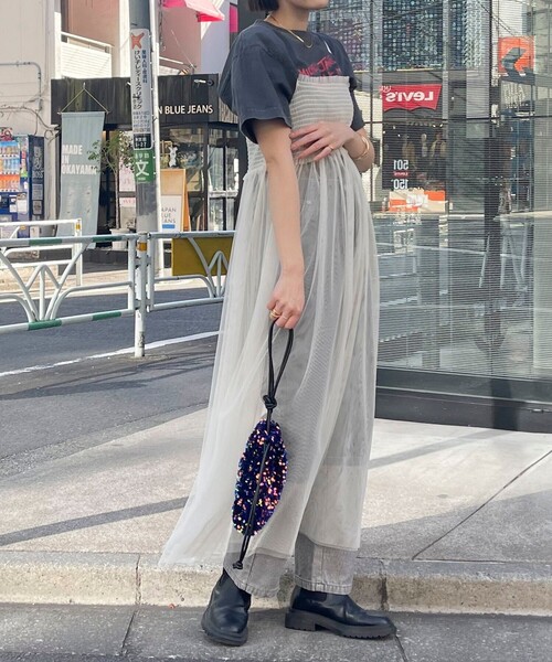 AUBREYチュールレイヤードボリュームキャミワンピース ANDREA&CO AUBREY/SET】チュールコンビテーラードベスト+ショルダー