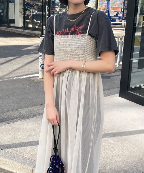 fredy emue(フレディエミュ)の「チュールレイヤードキャミワンピース(ワンピース・レディース・ブラック/アイボリー・38)」の5枚目の写真