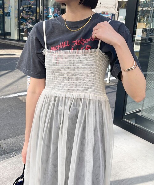 fredy emue(フレディエミュ)の「チュールレイヤードキャミワンピース(ワンピース・レディース・ブラック/アイボリー・38)」の8枚目の写真